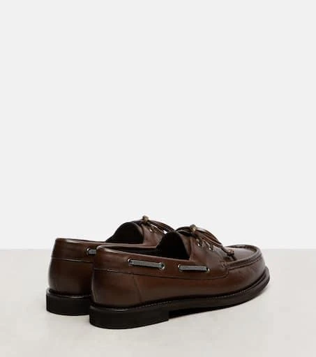 Brunello Cucinelli Monili leather boat shoes 2