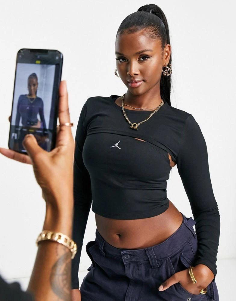 Jordan Jordan Sport 2 in 1 long sleeve top in black 1