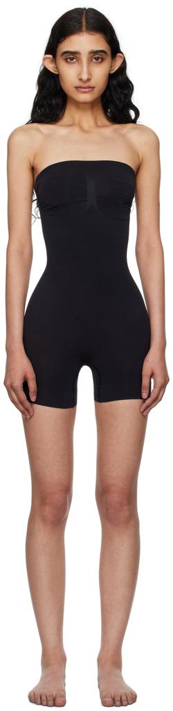 SKIMS Black Seamless Sculpt Strapless Shortie Bodysuit