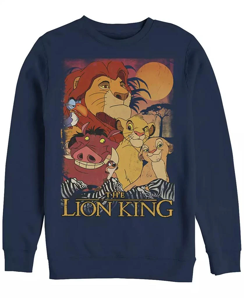 Disney Disney Men's Lion King Happy Group Shot Sunset, Crewneck Fleece 3