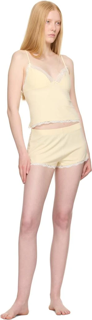 SKIMS Yellow Cotton Jersey Lace Cami & Short Set 4