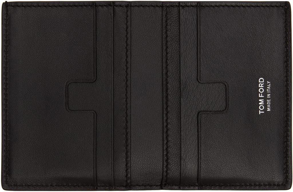 Tom Ford Brown Shiny Printed Croc T Line Card Holder 3