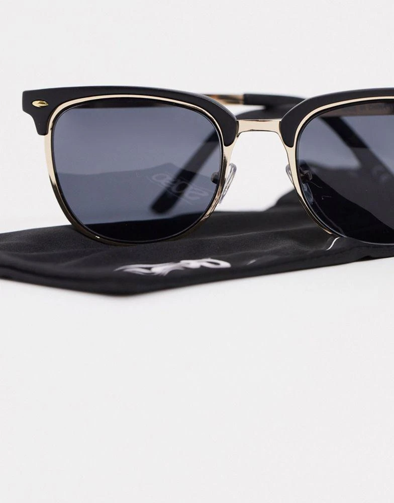 ASOS ASOS DESIGN retro metal sunglasses with smoke lens in gold and black 3