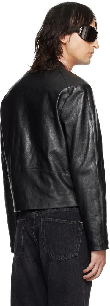 Acne Studios Black Band Collar Leather Jacket 3