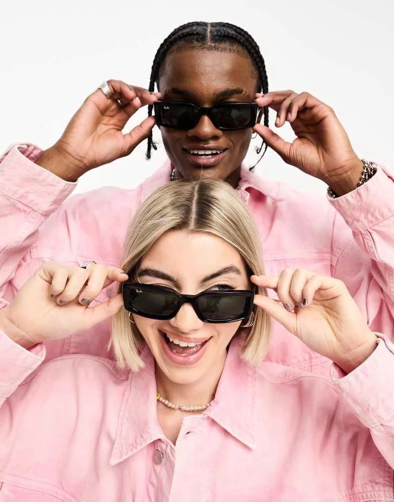 Ray-Ban Ray-Ban kiliane rectangle sunglasses in black with  display picture 2