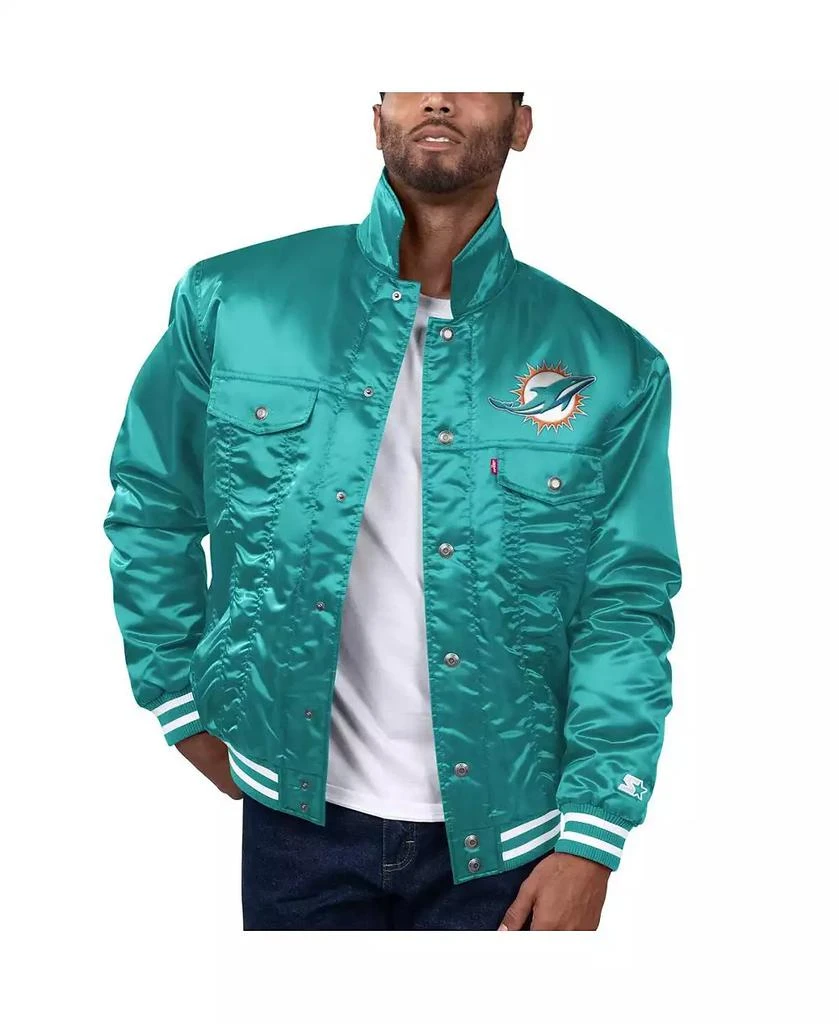 Levi's Levi’s x Starter Men's Aqua Miami Dolphins Silver Tab Trucker Full-Snap Jacket 1