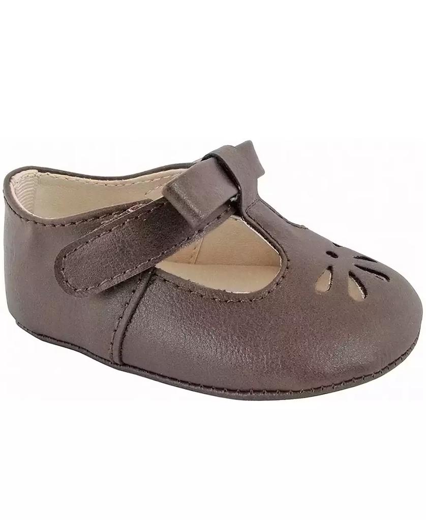 Baby Deer Baby Girl Soft Leather-Like T-Strap with Bow and Perforation
