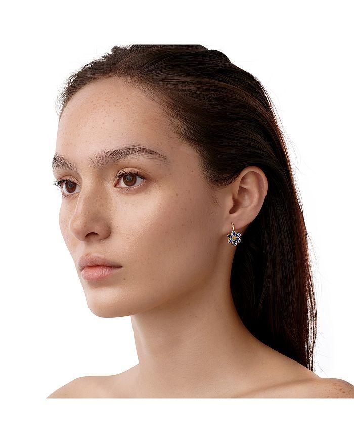 Temple St. Clair 18K Yellow Gold FJ Blue Sapphire 
Diamond Fiori Flower Drop Earrings