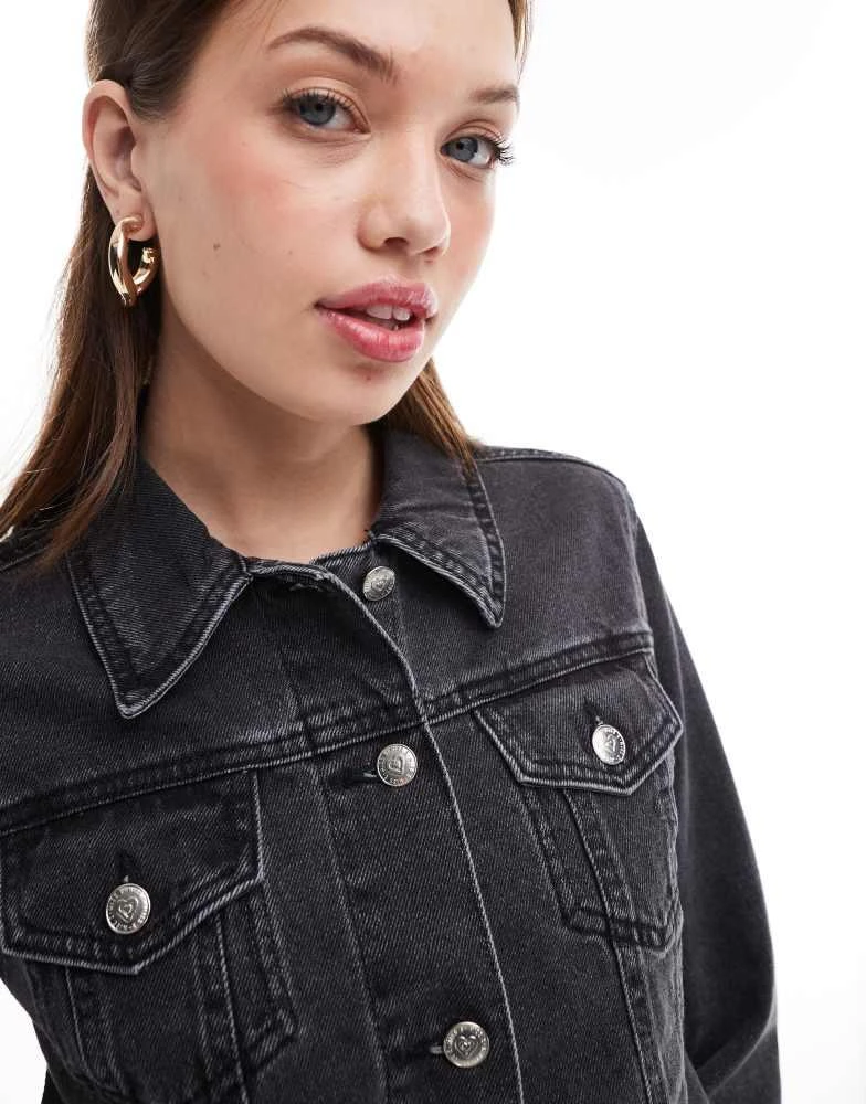 Miss Selfridge Miss Selfridge denim girlfriend jacket in black wash 3