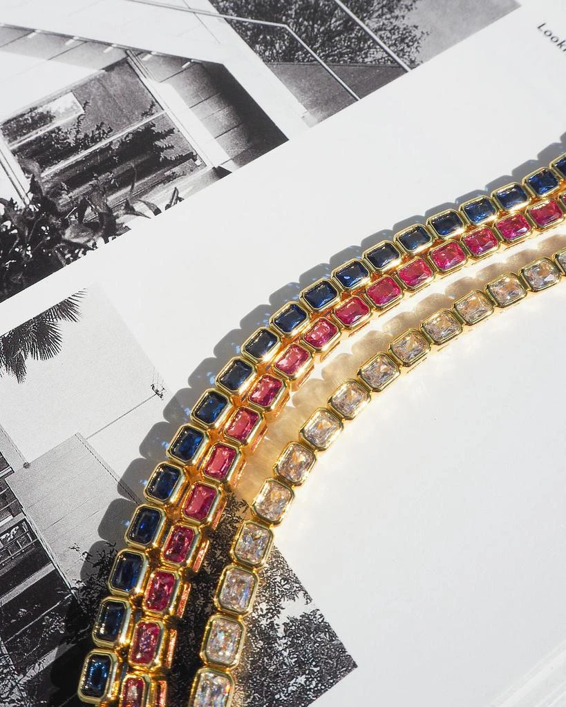 Luv AJ Bezel Emerald Ballier Bracelet- Pink- Gold 4