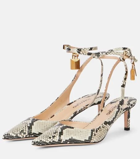 Tom Ford Padlock 55 snake-effect slingback sandals 4