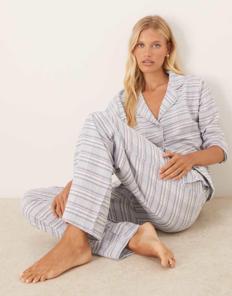 Brave Soul Brave Soul Cotton long sleeve shirt pyjama set in blue