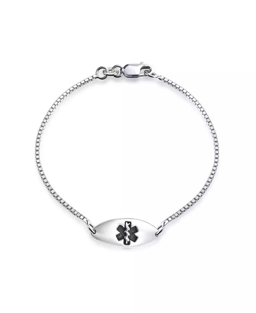 Bling Jewelry Thin Oval Medical ID Bracelet in Sterling Silver with Red Enamel