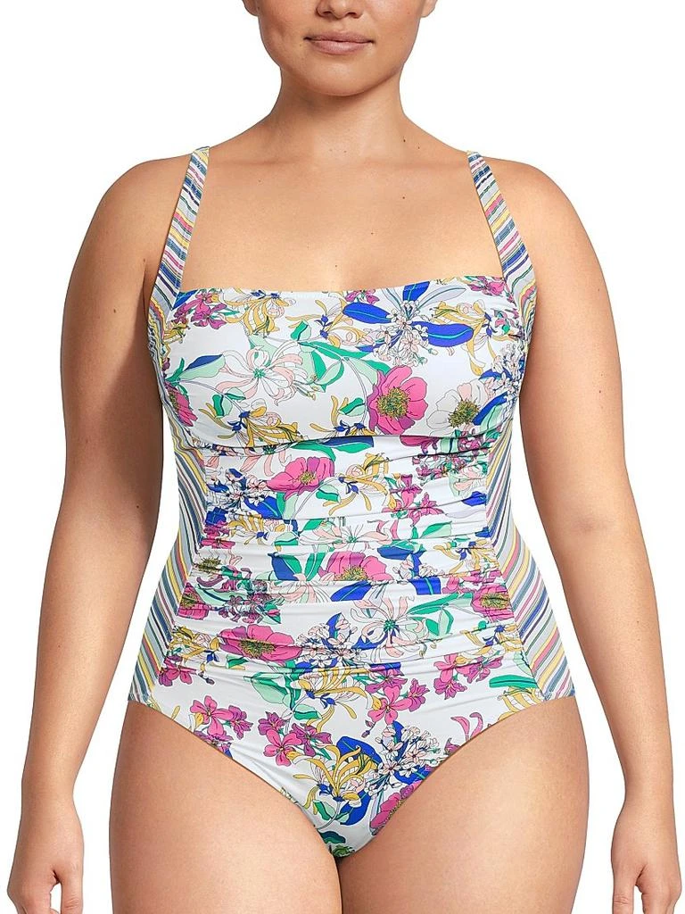 Johnny Was Ruched Floral One-Piece Swimsuit 3