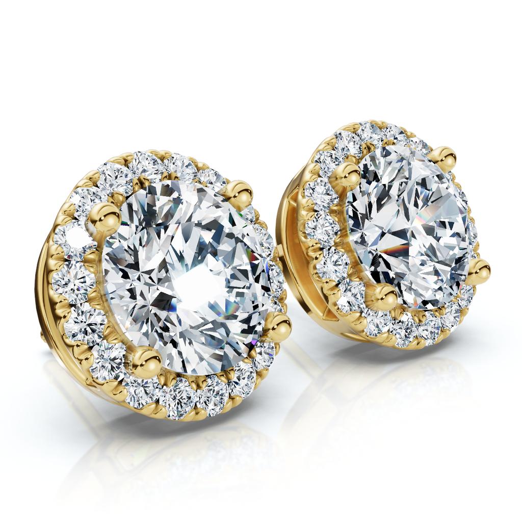 Pompeii3 2.25Ct Halo Round Diamond Studs 14k Gold Lab Grown Women's Earrings