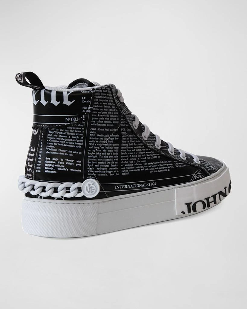 John Galliano Paris Men's Gazette High-Top Leather Chain Sneakers 3