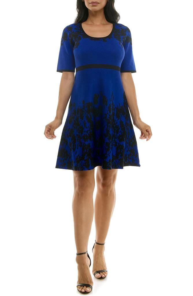 Nina Leonard Elbow Sleeve Fit 
Flare Sweater Dress 1