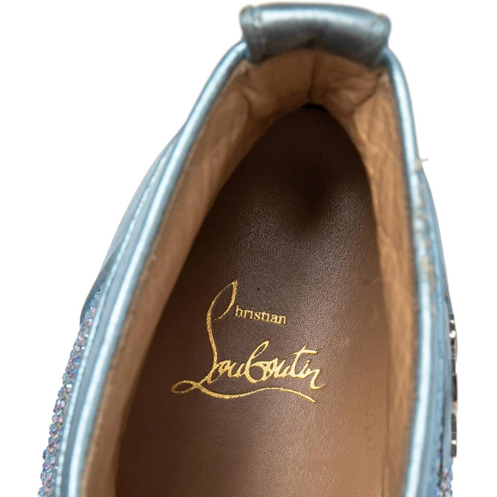 Christian Louboutin Christian Louboutin Light Blue Leather Crystals Embellished Louis Orlato High Top Sneakers Size 38 7