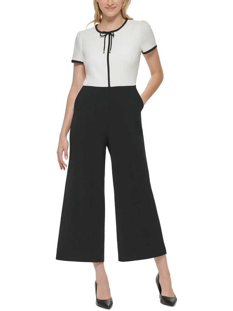 Karl Lagerfeld Paris Womens Pleated Cropped Jumpsuit 1