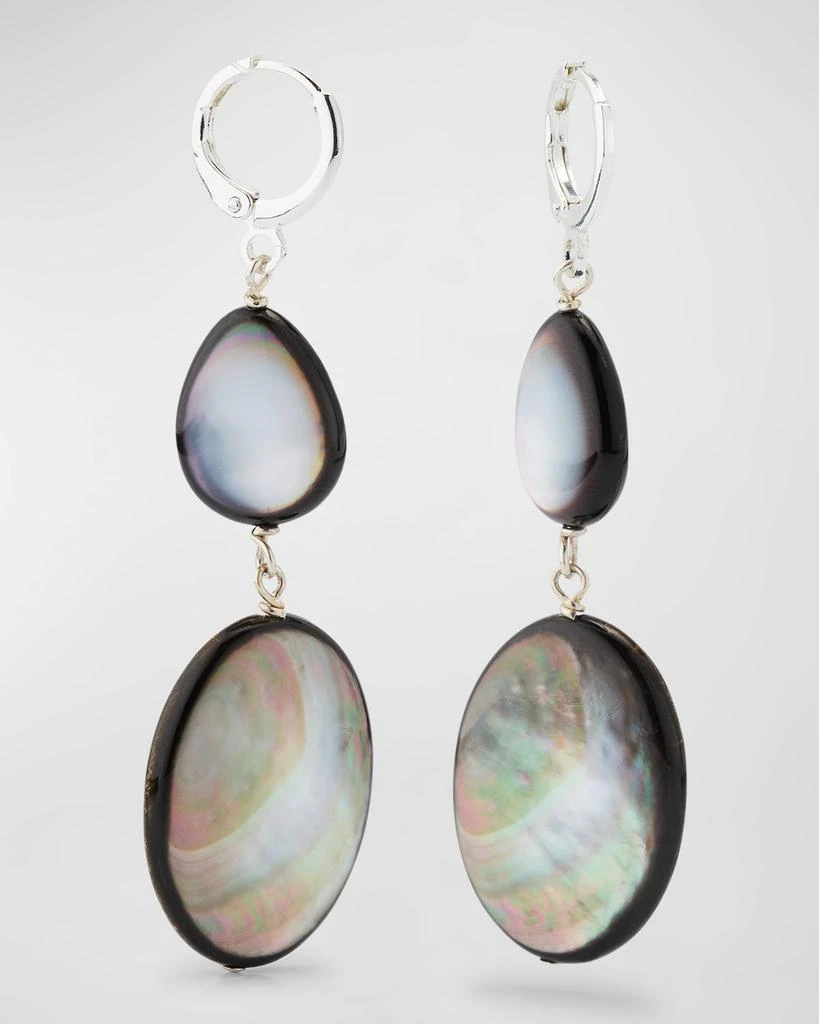 Margo Morrison Tahitian Mother-of-Pearl and Sterling Silver Huggie Drop Earrings 1