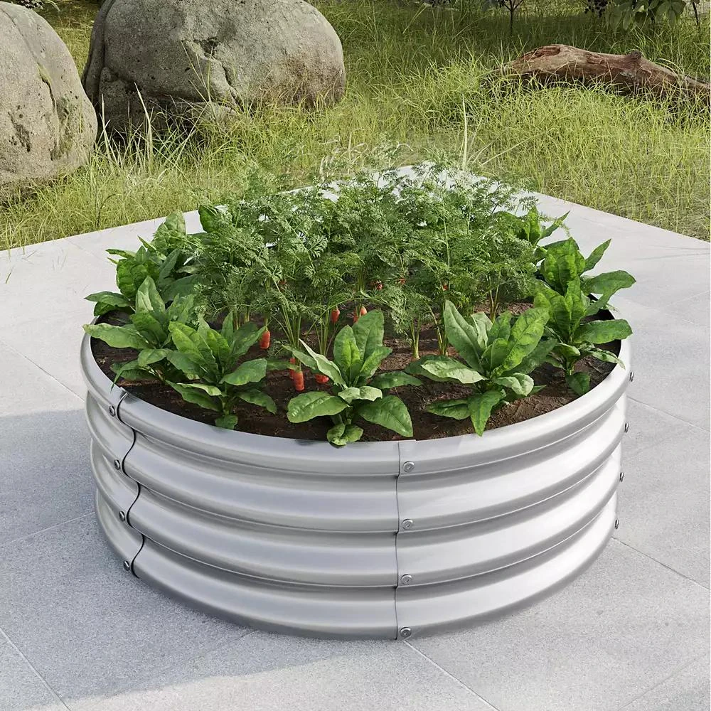 Streamdale Furniture Metal Round Raised Garden Bed for Vegetables and Flowers 4