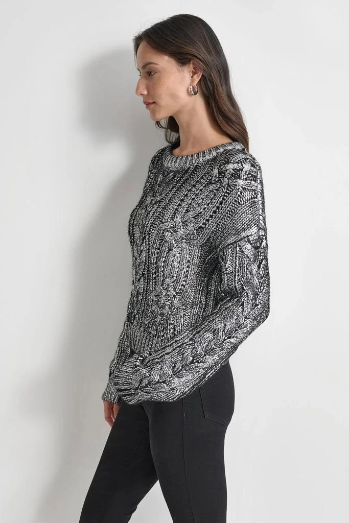 DKNY FOIL PRINT CHUNKY CABLE SWEATER 4