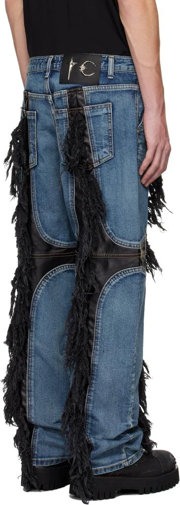 Thug Club Blue Mohican Leather Denim Jeans 3