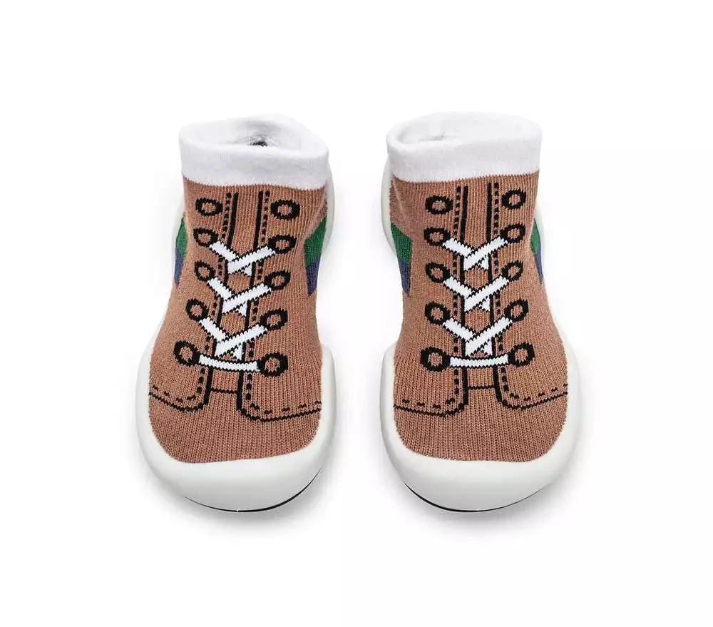 Komuello Infant Boys Breathable Washable Non-Slip Sock Shoes Runner - Brown