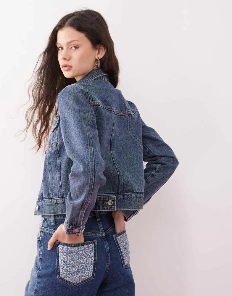 Miss Selfridge Miss Selfridge denim girlfriend jacket in indigo wash 4