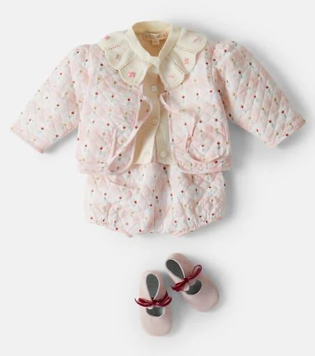 Bebe Organic Baby floral quilted jacket and shorts set 2