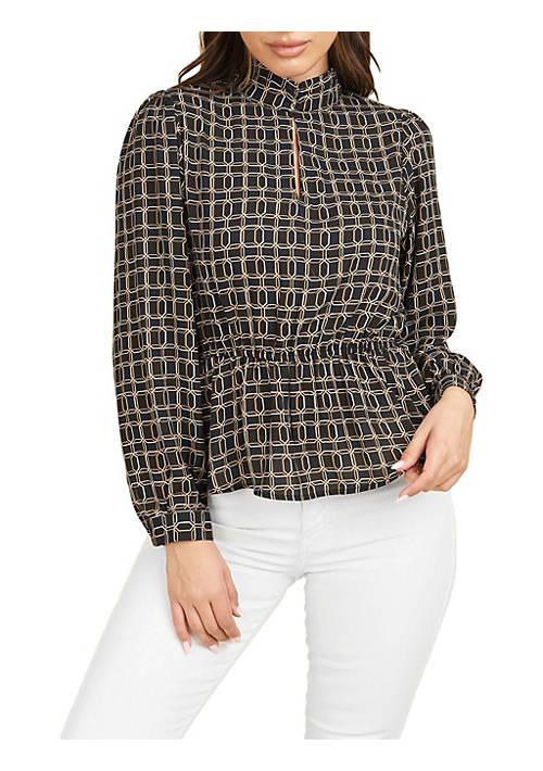 DR2 by Daniel Rainn By Daniel Rainn Mock Turtleneck Shirred Top Blouse