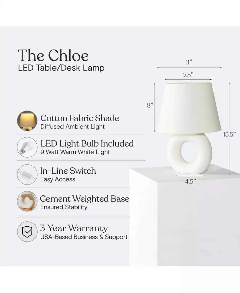 Brightech Chloe 15.5" Ceramic Contemporary LED Table Lamp 6