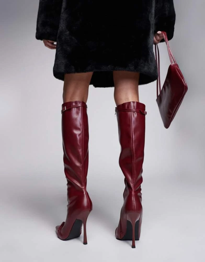 SIMMI Shoes Simmi London Palace Stilleto Pointed knee boot in Red 2