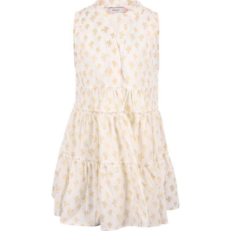 Devotion Golden cactus print all over cotton dress in white
