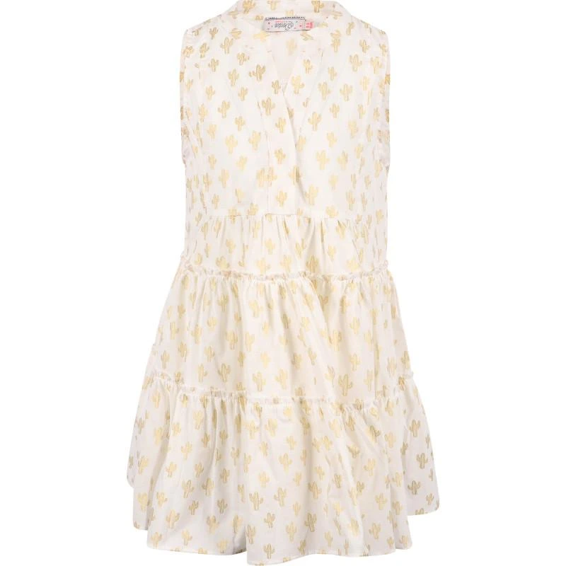 Devotion Golden cactus print all over cotton dress in white 1