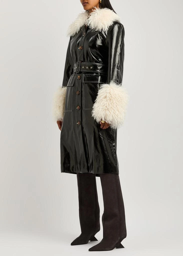 Kitri Simone faux shearling-trimmed vinyl coat 2