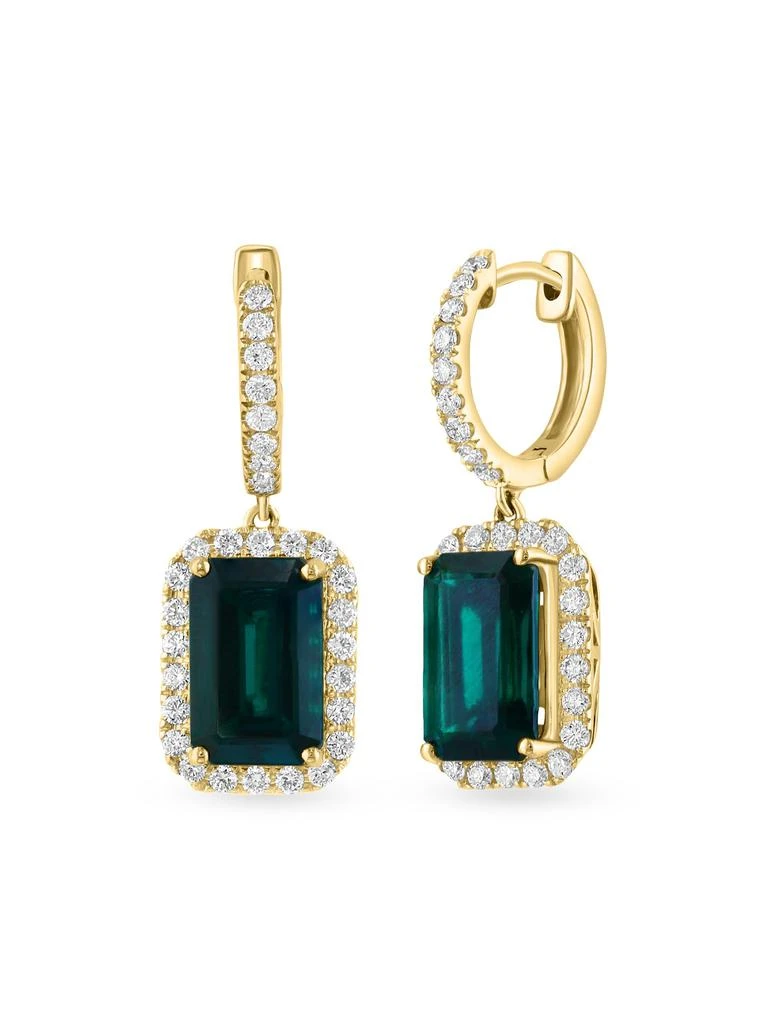 Effy 14K Yellow Gold, Lab Grown Emerald 
0.91 TCW Lab Grown Diamond Drop Earrings