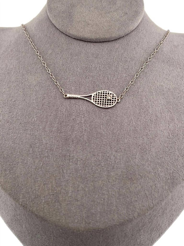 Love Love Tennis Love Love Tennis - Women's Gold Racket + Diamond Ball Necklace