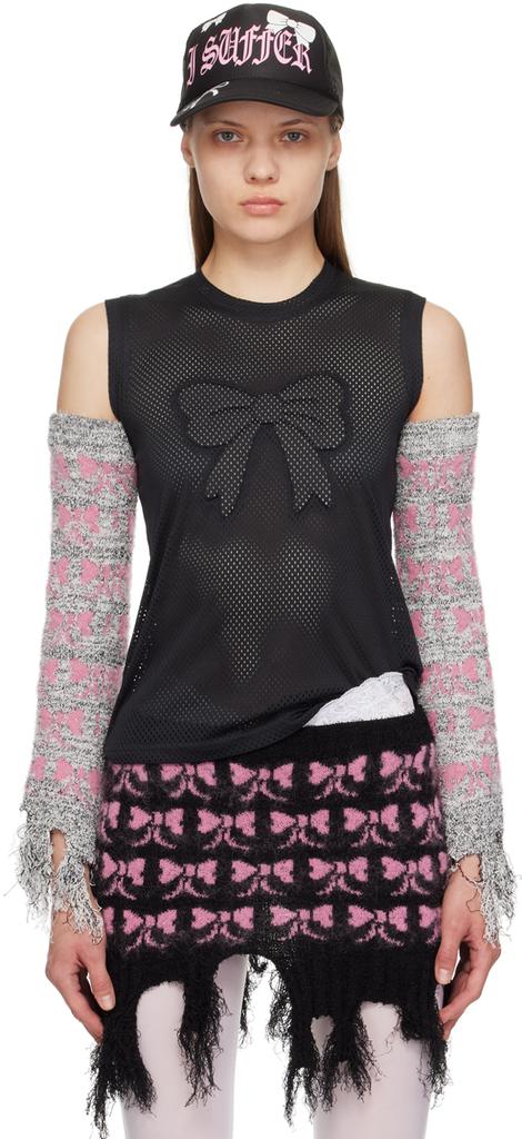 Ashley Williams Black 3D Bow Tank Top