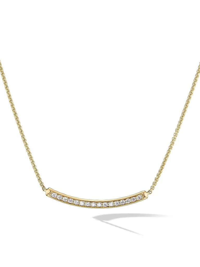 David Yurman Petite Pavé Bar Necklace in 18K Yellow Gold