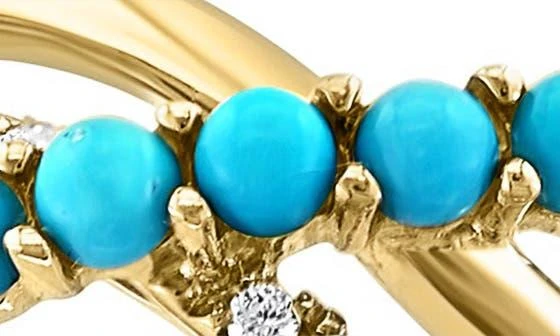 Effy 14K Yellow Gold Diamond Turquoise Ring 2