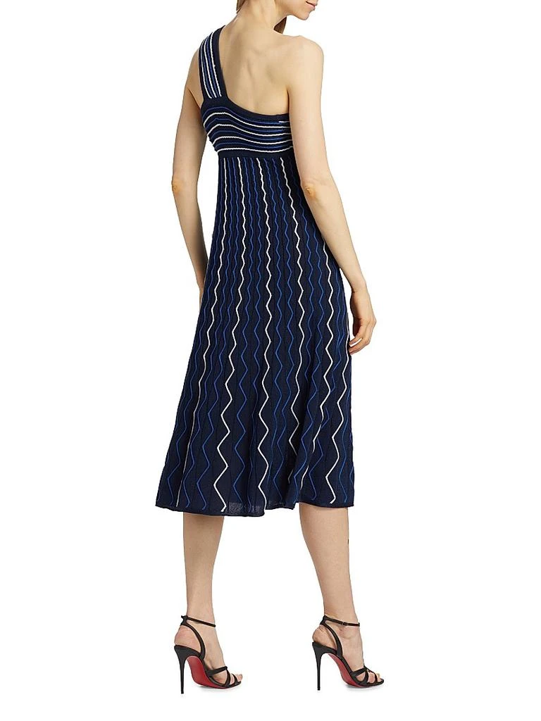 Milly Zig-Zag One-Shoulder Knit Midi-Dress 5