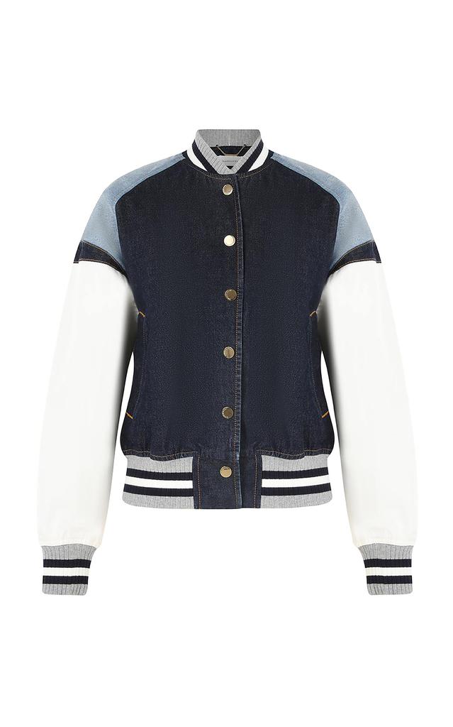 Zimmermann Zimmermann - Crush Paneled Denim Varsity Jacket - Dark Wash - 1 - Moda Operandi