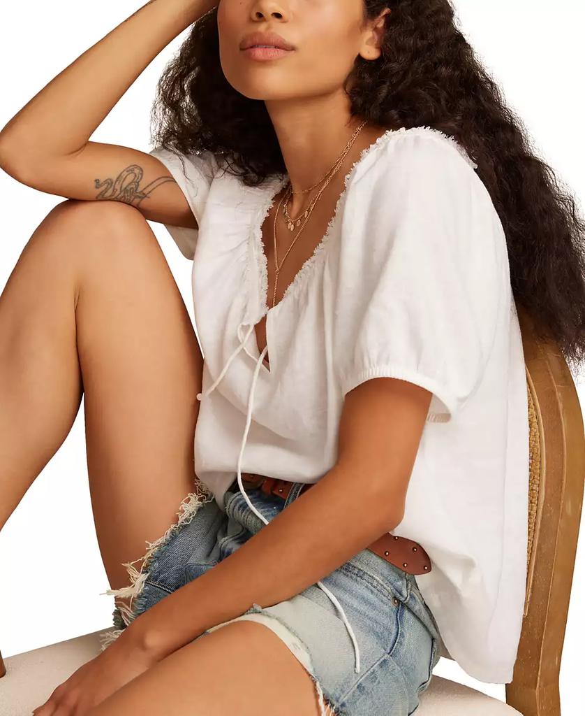 Lucky Brand Women's Short-Sleeve Peasant Top
