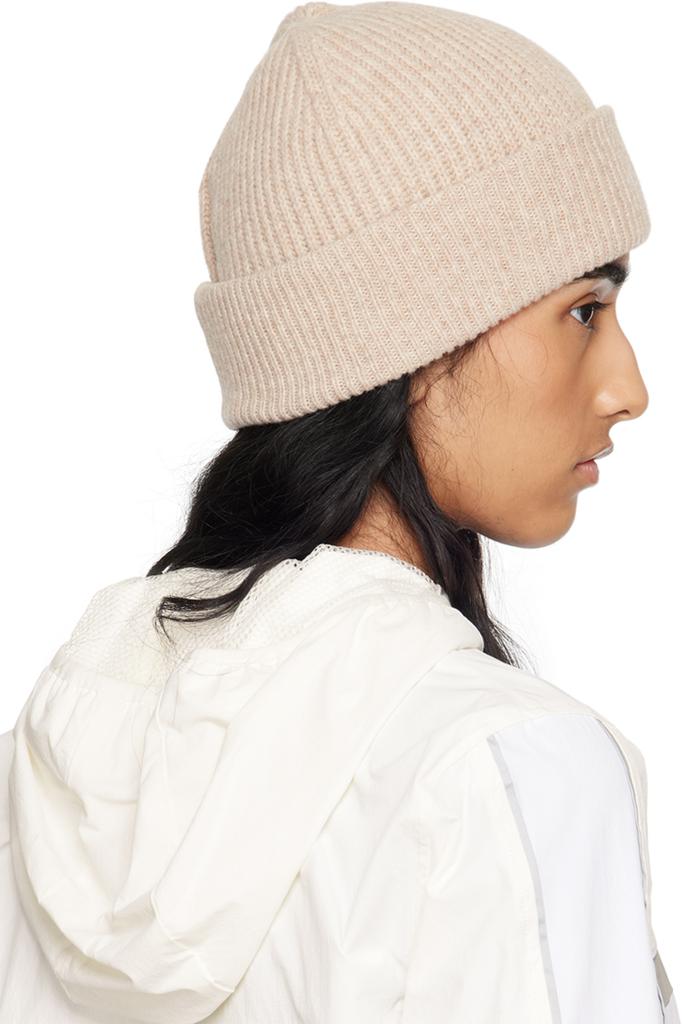 Shop Beige Fitted Wool Rib Knit Beanie on Sale at BeyondStyle