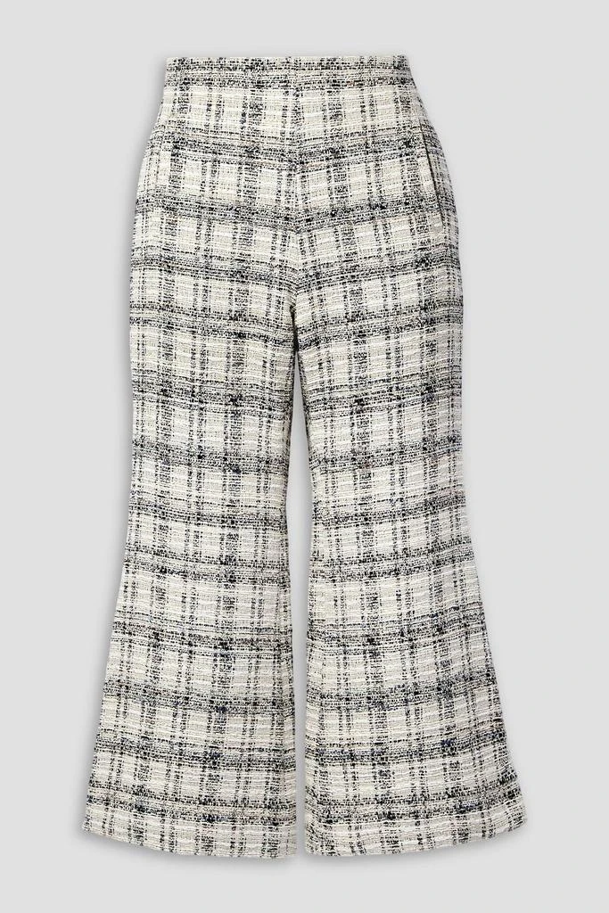 LISA MARIE FERNANDEZ Cropped checked cotton-blend bouclé flared trousers 1
