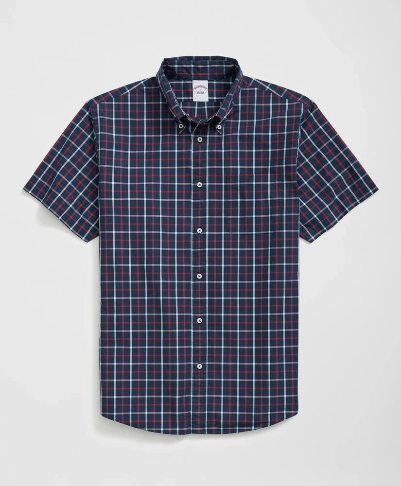 Brooks Brothers Friday Shirt, Short-Sleeve Poplin Windowpane 1