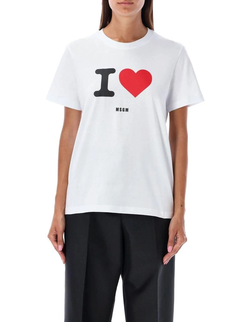 MSGM MSGM Logo Printed Crewneck T-Shirt 1