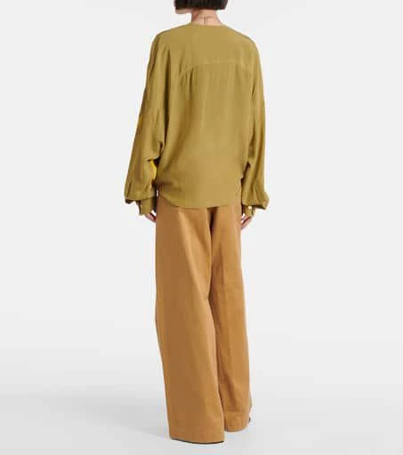 Dries Van Noten Printed draped satin blouse 3