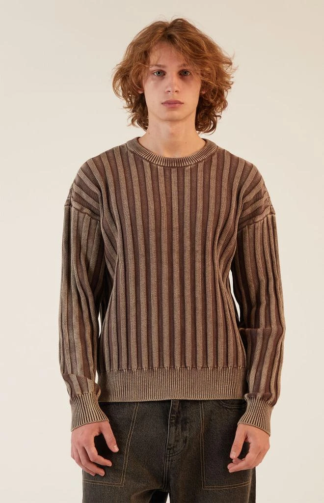 PacSun Brown Wide Ribbed Knit Crew Neck Sweater 2